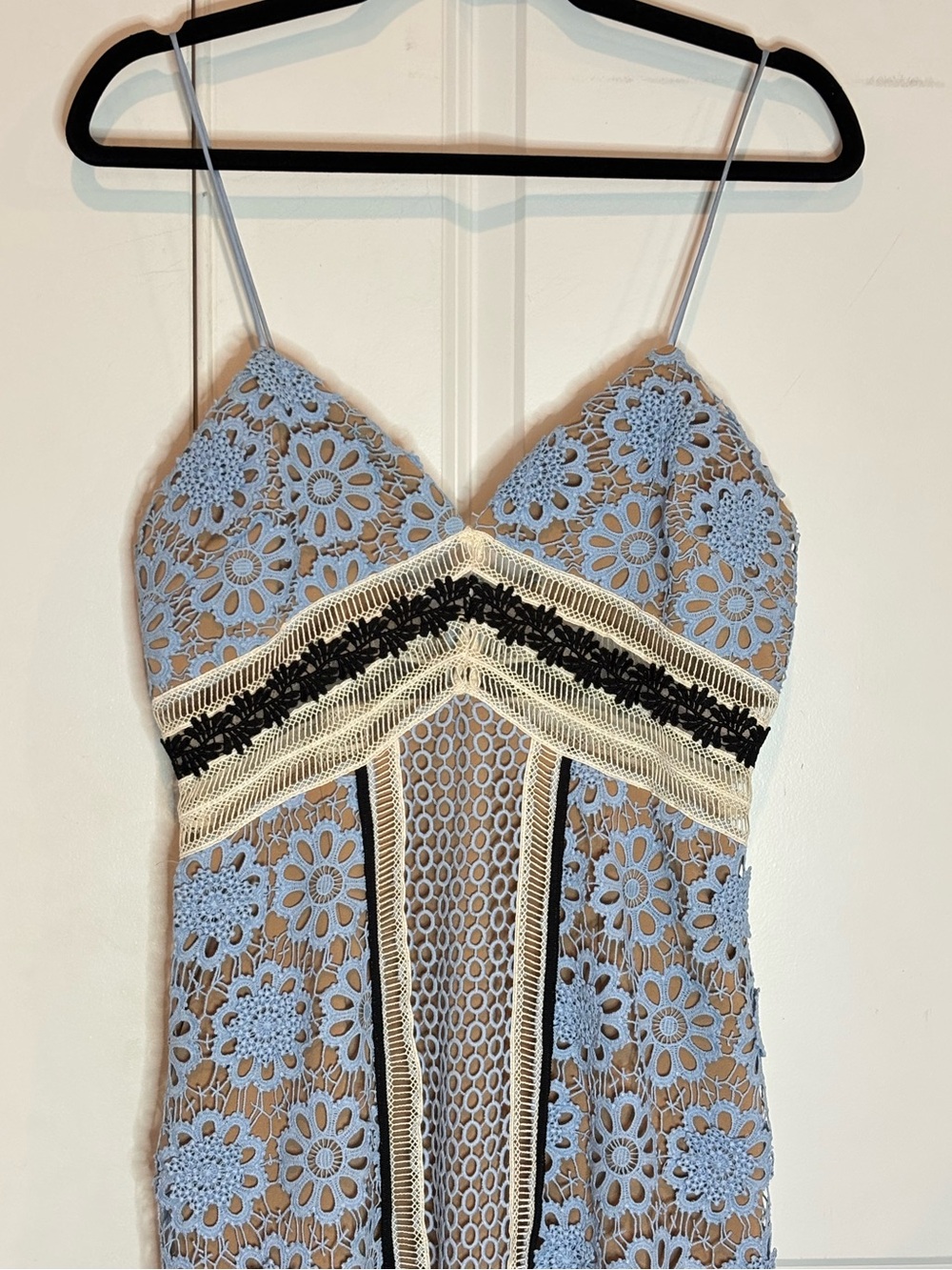 Self-Portrait Blue Black White Floral Lace Midi Dress 8 - Picture 3 of 13